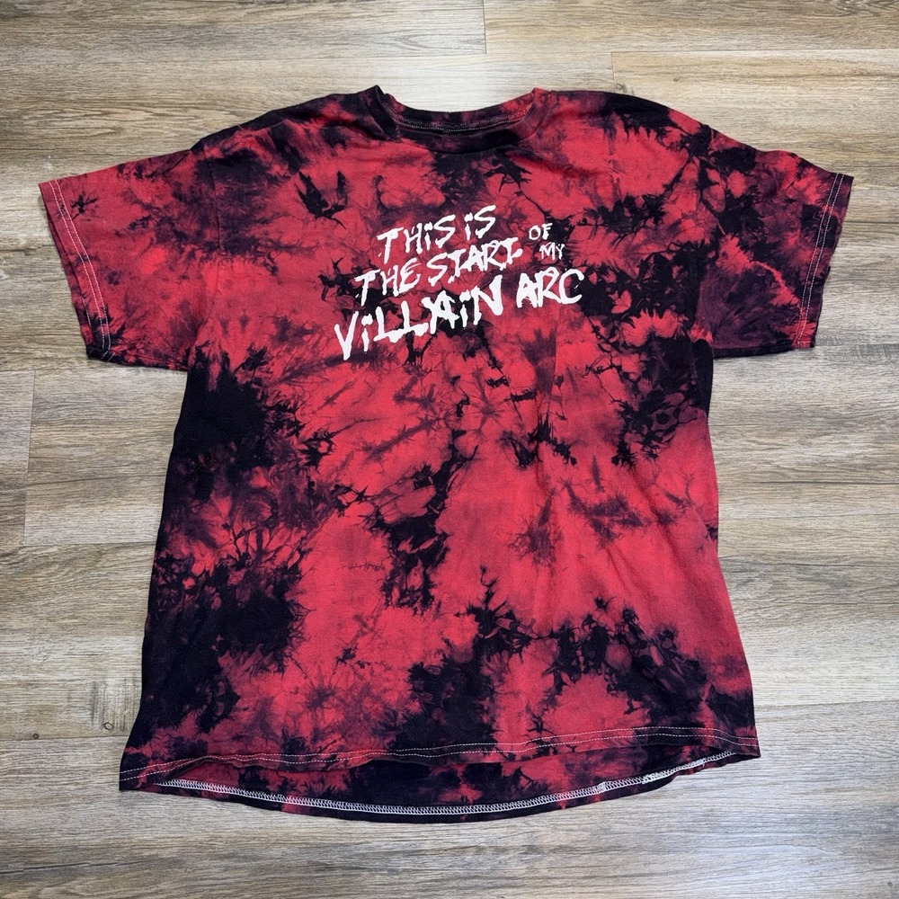 Dream Clothing HQ Brand Red Black Crystal Tie-Dye Shirt Mens XL Graphic Text